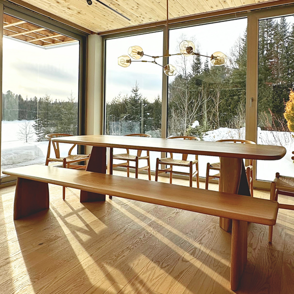 Table et banc Jasper en chêne blanc 