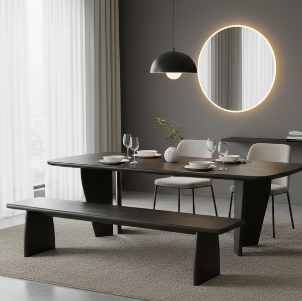 Table et banc Jasper en frêne noir